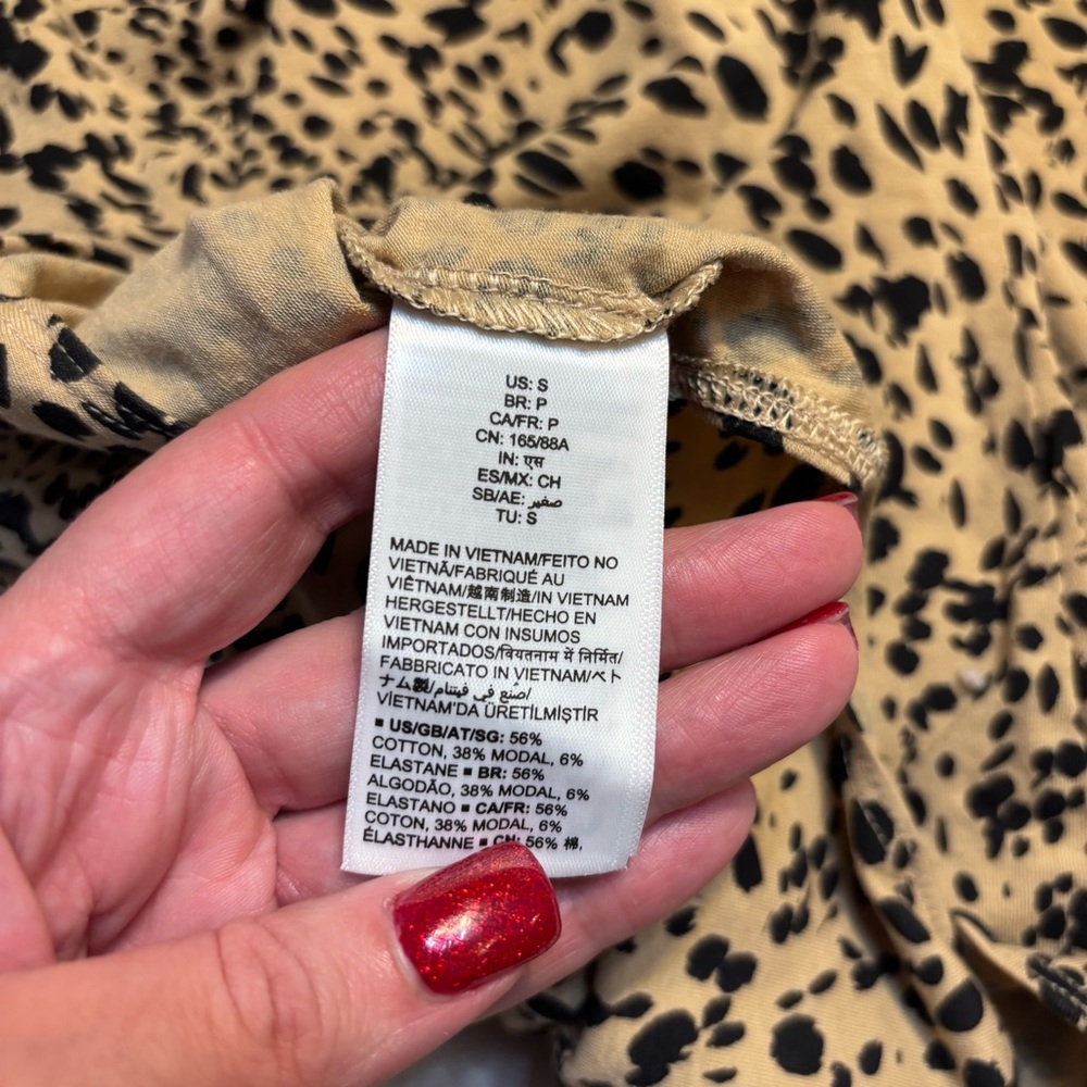 Daily Ritual Bodysuit Small Tan Black Animal Print Cotton Modal Elastane Stretch - Picture 9 of 12